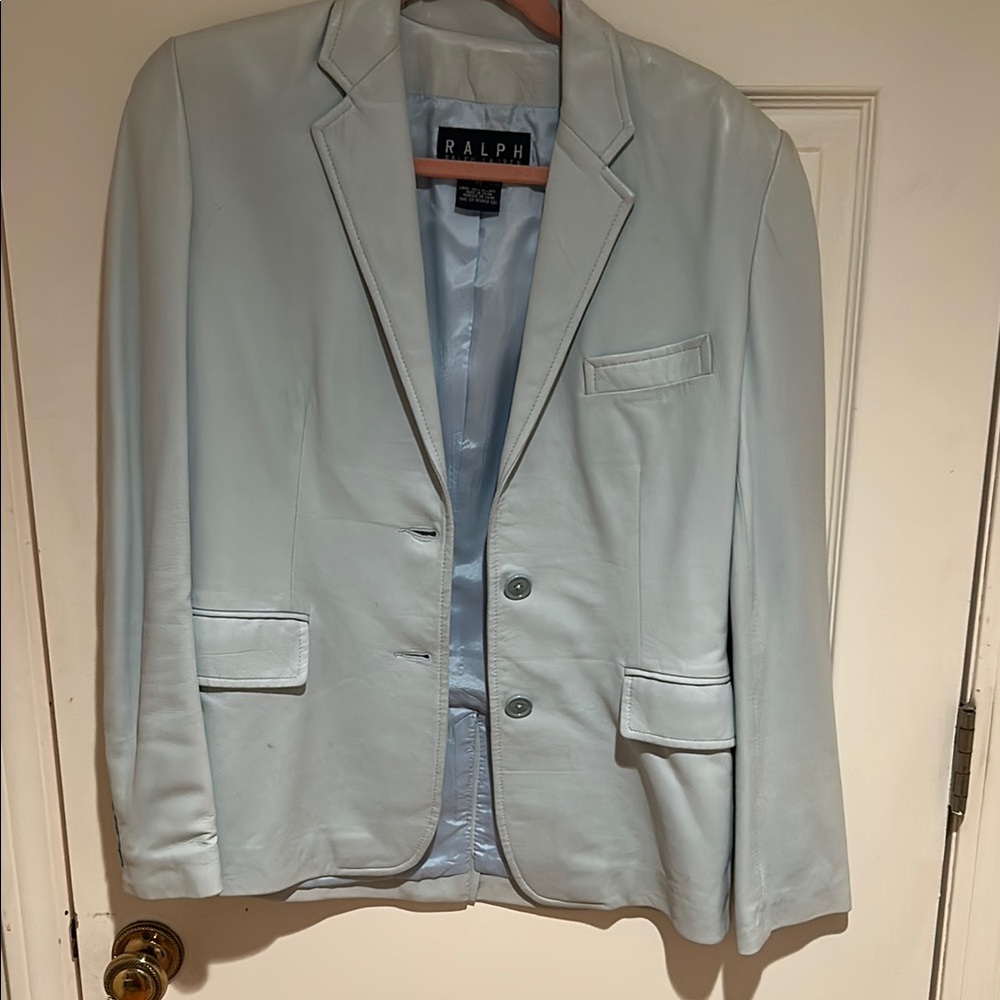 RALPH by Ralph Lauren robin egg blue leather Blazer. In
special Vintage gorgeous